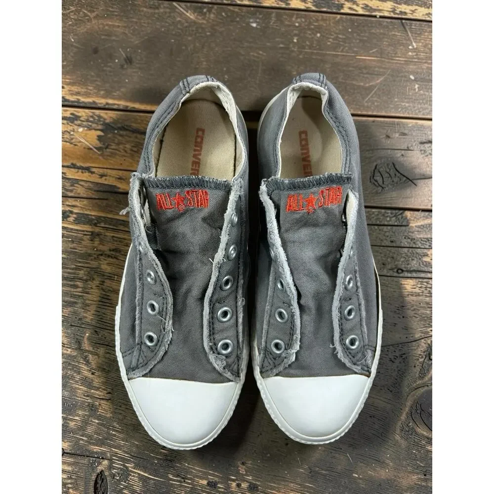 Converse All Star Gray Distressed Low Top Sneakers Youth Sz 3 Canvas Shoes